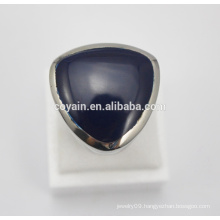 Fashion Charm big blue Triangle stone ring 316L stainless steel big stone ring